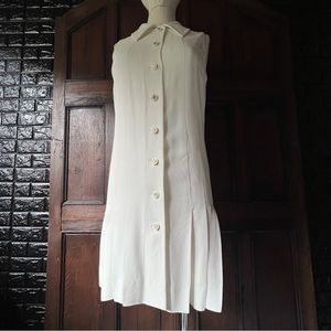 Chanel Size small White Pleated Button Down Mini Dress